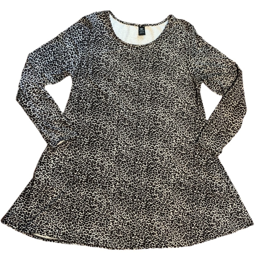 Lildy Women's L/X-LARGE  Swing Tunic Dress Leopard Print Stretch